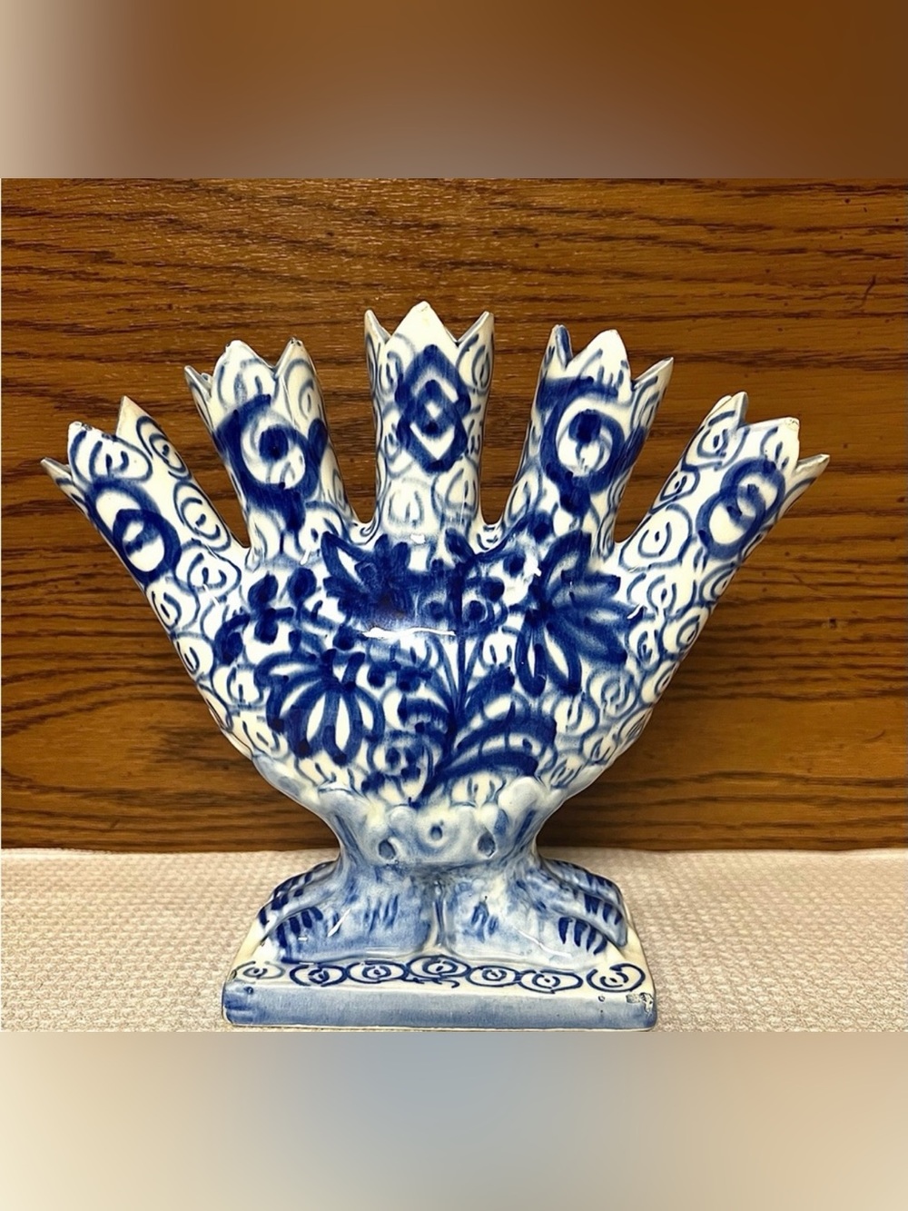 Vintage Handmade Five-Finger Ceramic Tulip Bud Vase Made in Spain